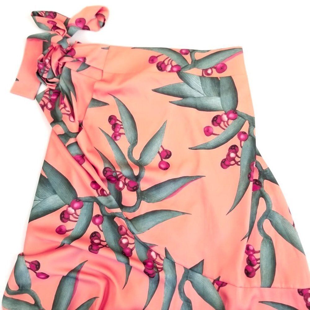 NWT PatBO Heliconia Coral Wrap Top and Maxi Wrap Skirt Matching Set Small Resort - Picture 11 of 16